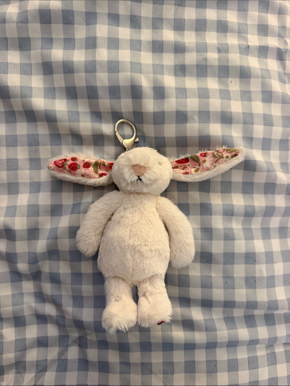 Jellycat Plush Bunny Keychain - White with Floral Ears